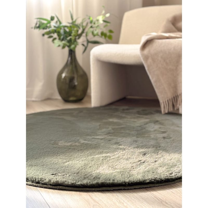 Ryamatta Heaven Rund - 120x120 cm, Grön - Textil & mattor - Mattor - Modern matta - Ryamatta & luggmatta