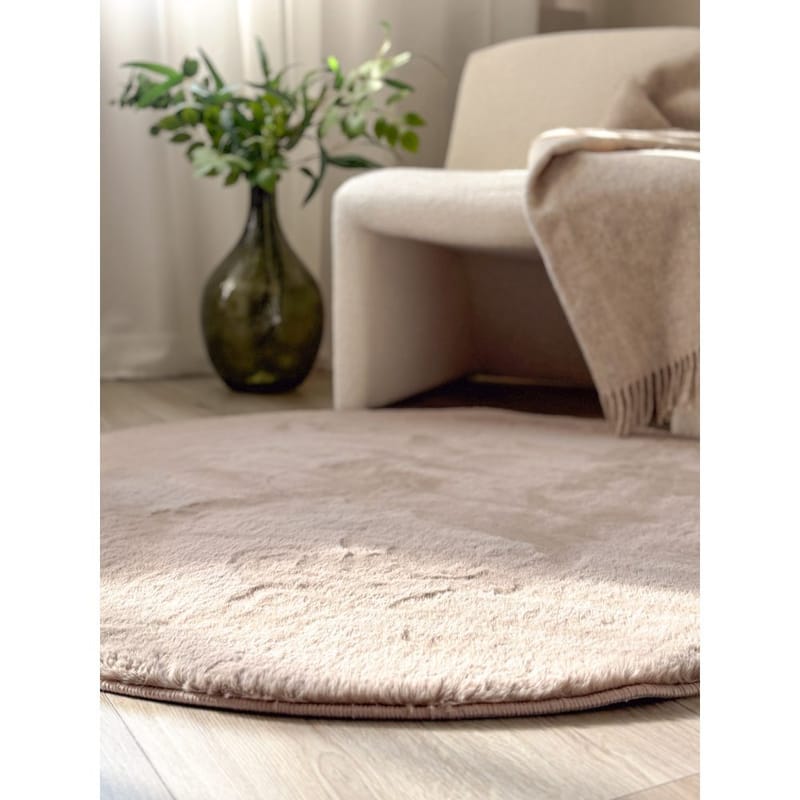 Ryamatta Heaven Rund - 160x160 cm, Taupe - Textil & mattor - Mattor - Modern matta - Ryamatta & luggmatta