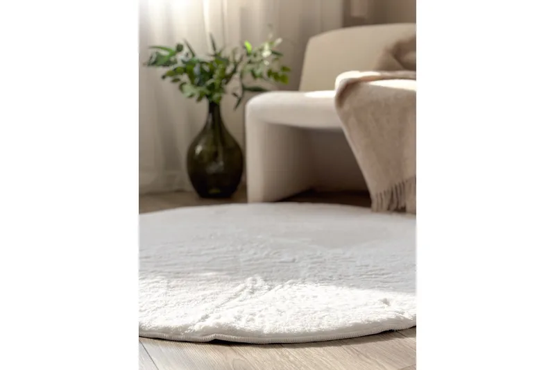 Heaven Ryamatta Vit rund 120 - Vit - Textil & mattor - Mattor - Modern matta - Ryamatta & luggmatta