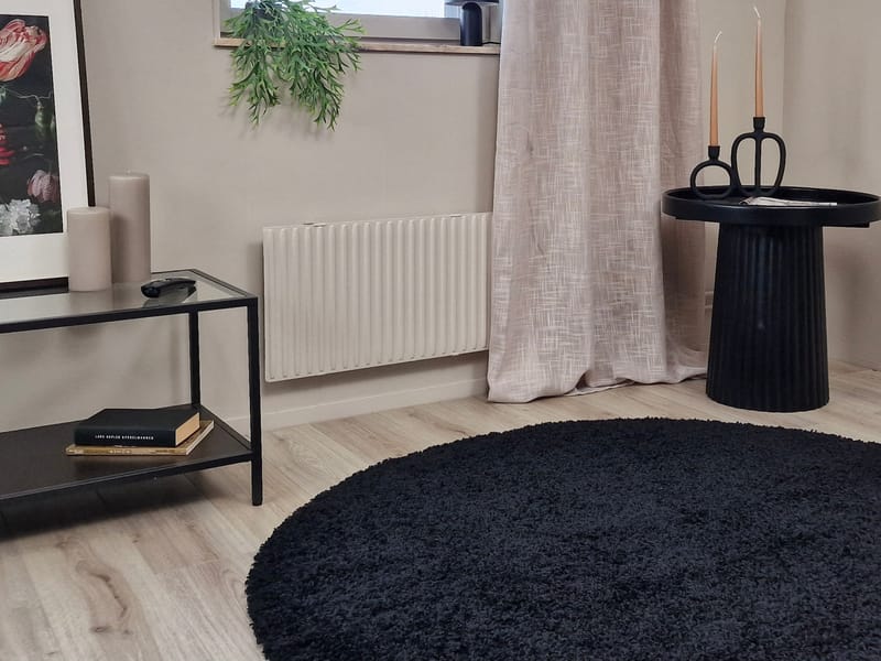 Lounge Ryamatta 200 cm Rund - Svart - Textil & mattor - Mattor - Modern matta - Ryamatta & luggmatta