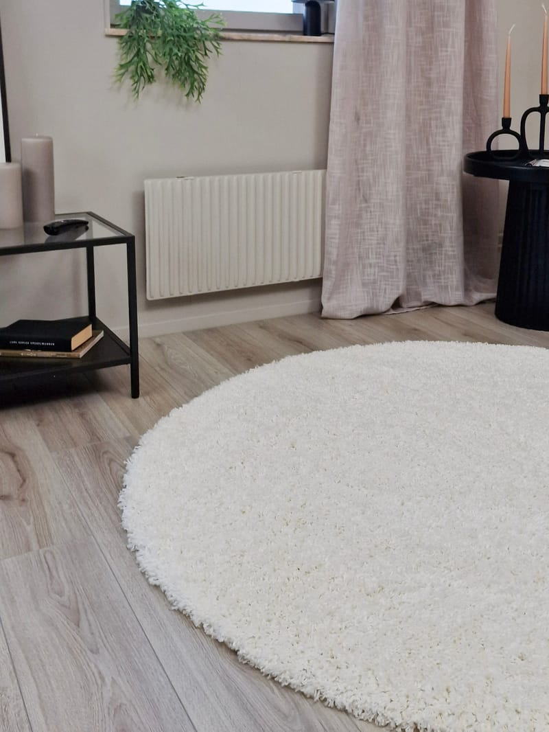 Lounge Ryamatta 200 cm Rund - Vit - Textil & mattor - Mattor - Modern matta - Ryamatta & luggmatta