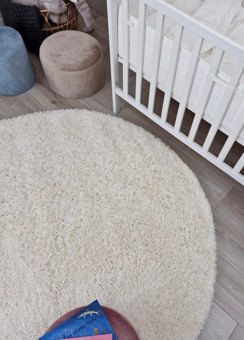 Lounge Ryamatta 200 cm Rund - Vit - Textil & mattor - Mattor - Modern matta - Ryamatta & luggmatta