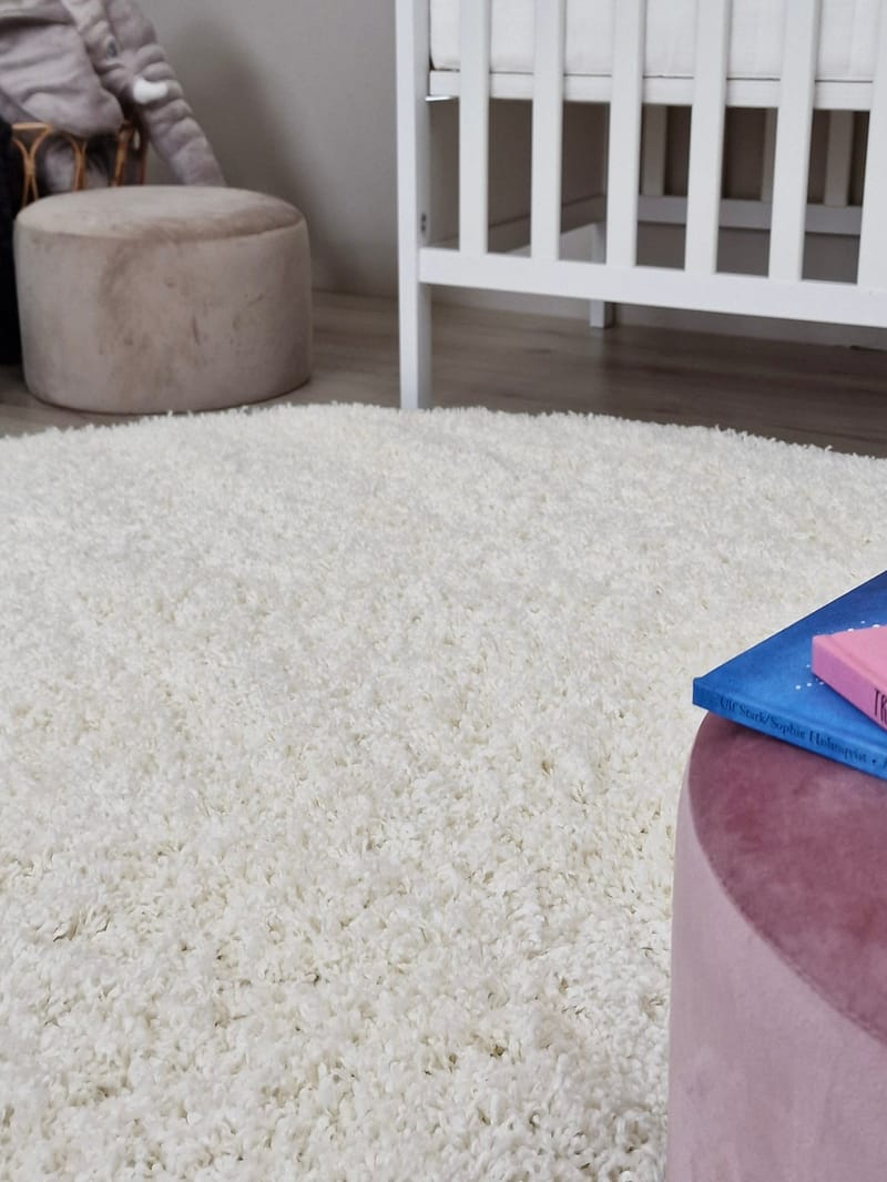 Lounge Ryamatta 200 cm Rund - Vit - Textil & mattor - Mattor - Modern matta - Ryamatta & luggmatta