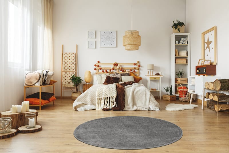 Sheraton Ryamatta Rund 80 cm - Grå - Textil & mattor - Mattor - Modern matta - Ryamatta & luggmatta