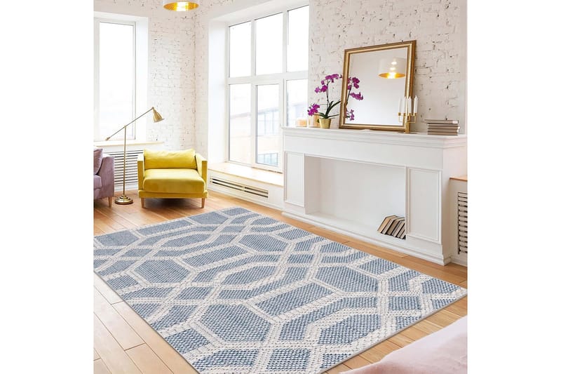 Sante Bomullsmatta 100x150 cm Rektangulär - Blå - Textil & mattor - Mattor - Modern matta - Bomullsmatta
