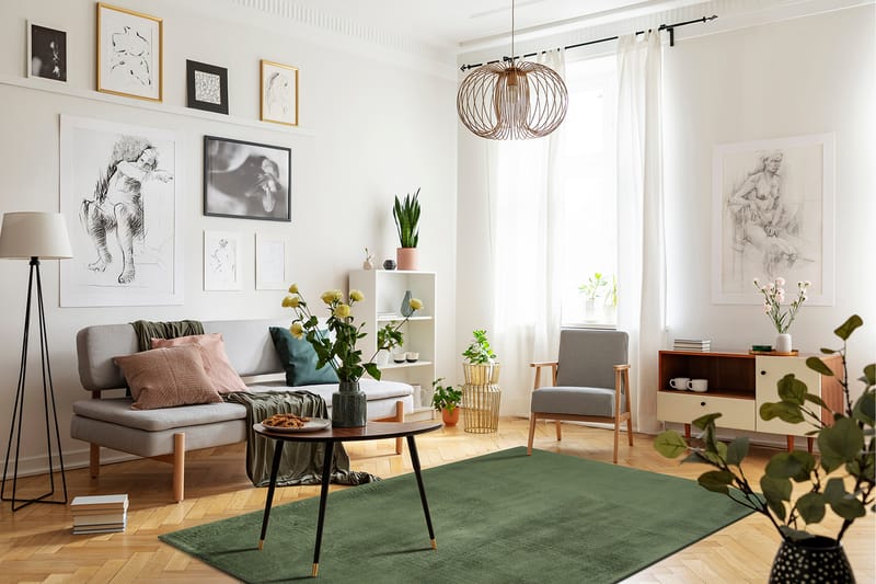 Cozy Ryamatta 133x190 cm Rektangulär - Grön - Textil & mattor - Mattor - Modern matta - Ryamatta & luggmatta