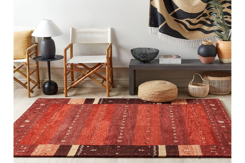 Sinanli Ryamatta 160x230 cm - Röd - Textil & mattor - Mattor - Modern matta - Ullmatta