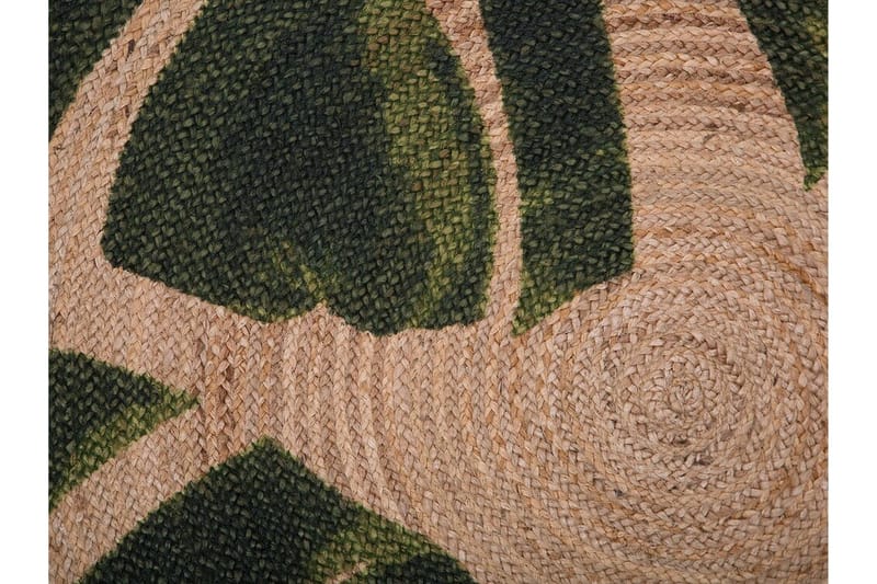 Byner Matta med Monsteramotiv Rund 140 cm - Beige - Textil & mattor - Mattor - Modern matta - Sisalmattor