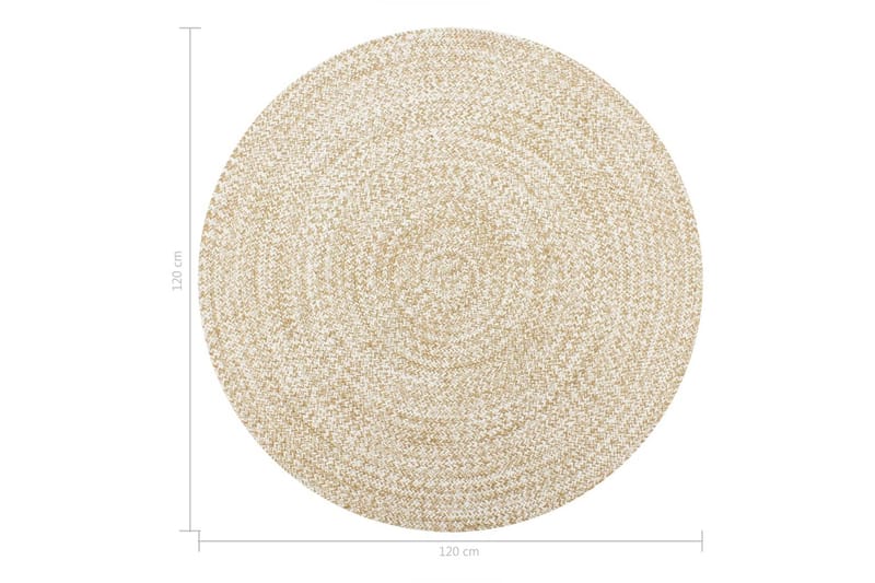 Handgjord jutematta vit och naturlig 120 cm - Vit - Textil & mattor - Mattor - Modern matta - Sisalmattor