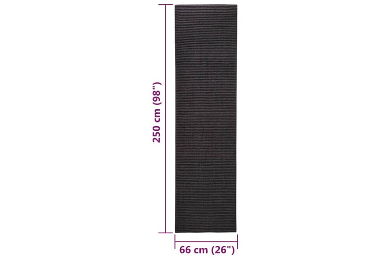 Matta naturlig sisal 66x250 cm svart - Svart - Sisalmattor - Jutemattor & hampamattor