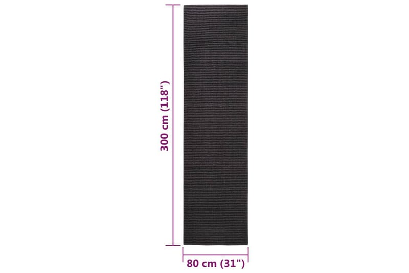 Matta naturlig sisal 80x300 cm svart - Svart - Textil & mattor - Mattor - Modern matta - Sisalmattor