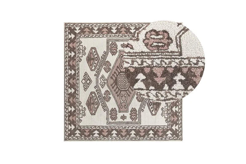 Tomarza Ullmatta 200x200 cm Kvadratisk - Brun - Textil & mattor - Mattor - Modern matta - Ullmatta