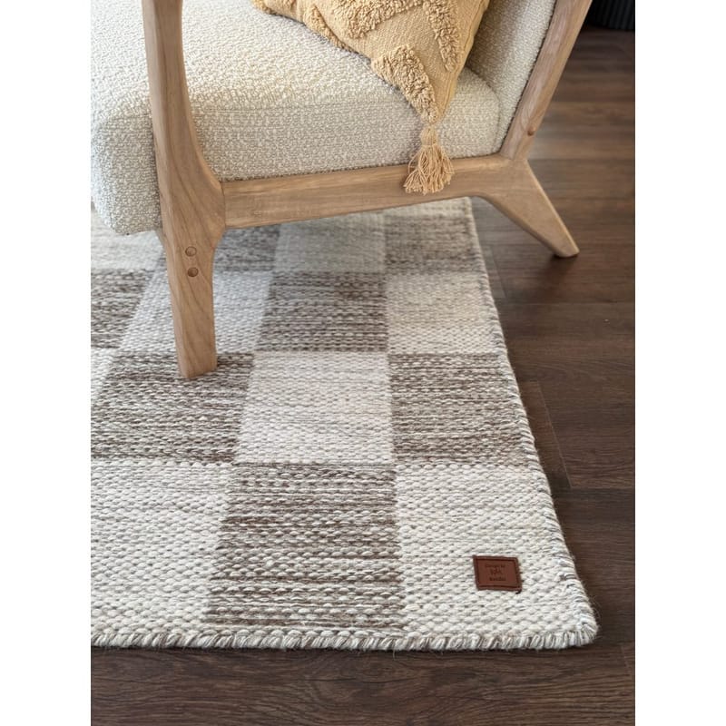 Ullmatta Chessie Kvadrat - 200x200 cm, Mörklinne - Textil & mattor - Mattor - Modern matta - Ullmatta