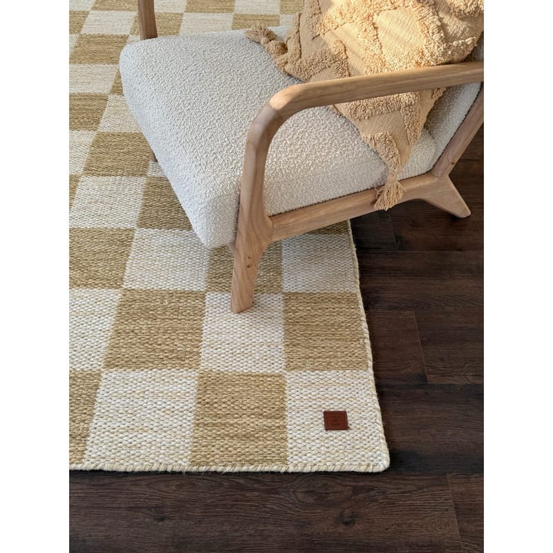 Ullmatta Chessie Kvadrat - 250x250 cm, Ockragul - Textil & mattor - Mattor - Modern matta - Ullmatta