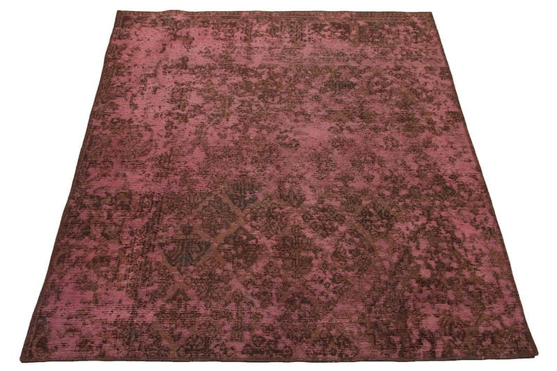 Handknuten Vintage Matta Ull Brun/Rosa 137x177cm - Ullmatta - Handvävda mattor