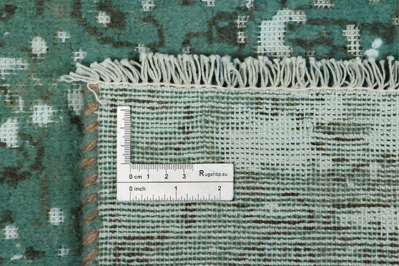 Handknuten Vintage Matta Ull Grön 100x290cm - Ullmatta - Handvävda mattor
