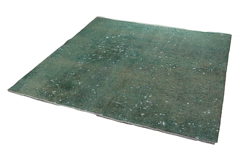 Handknuten Vintage Matta Ull grön 218x205cm - Ullmatta - Handvävda mattor