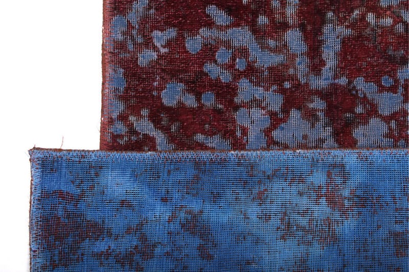 Handknuten Vintage Matta Ull Ljusblå/Röd 60x152cm - Ullmatta - Handvävda mattor