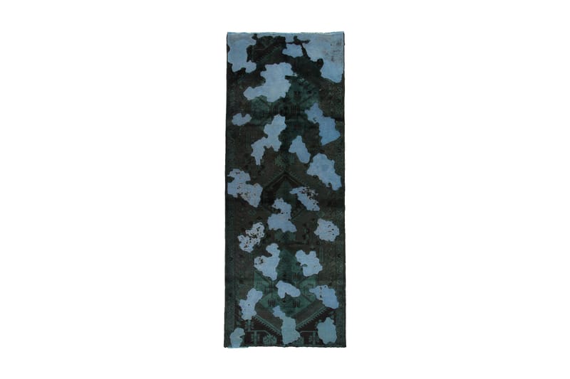 Handknuten Vintage Matta Ull Mörkgrön/Blå 110x300cm - Ullmatta - Handvävda mattor