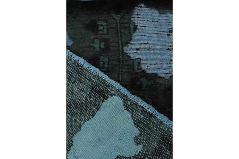 Handknuten Vintage Matta Ull Mörkgrön/Blå 110x300cm - Ullmatta - Handvävda mattor