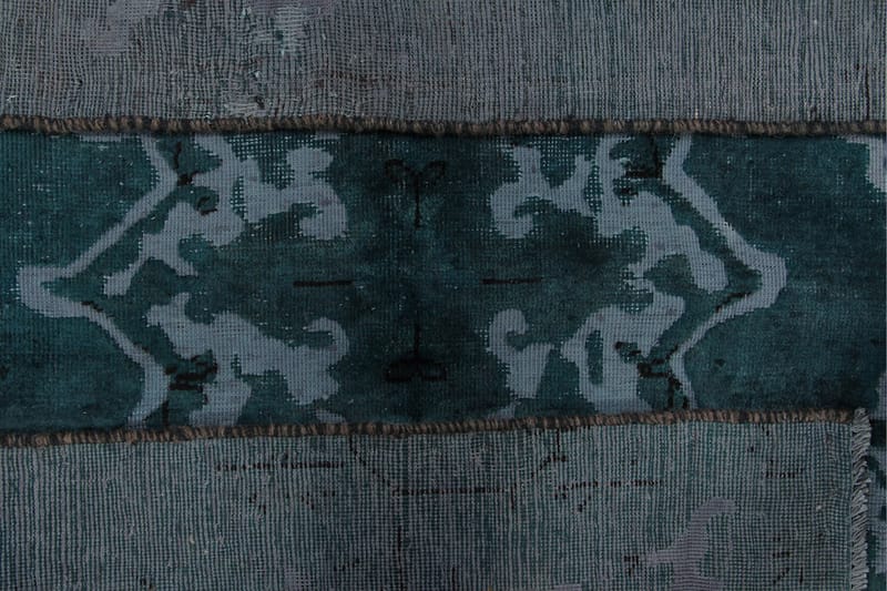 Handknuten Vintage Matta Ull Mörkgrön/Blå 132x224cm - Ullmatta - Handvävda mattor