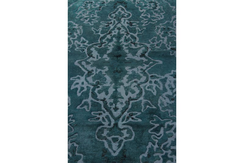 Handknuten Vintage Matta Ull Mörkgrön/Blå 132x224cm - Ullmatta - Handvävda mattor