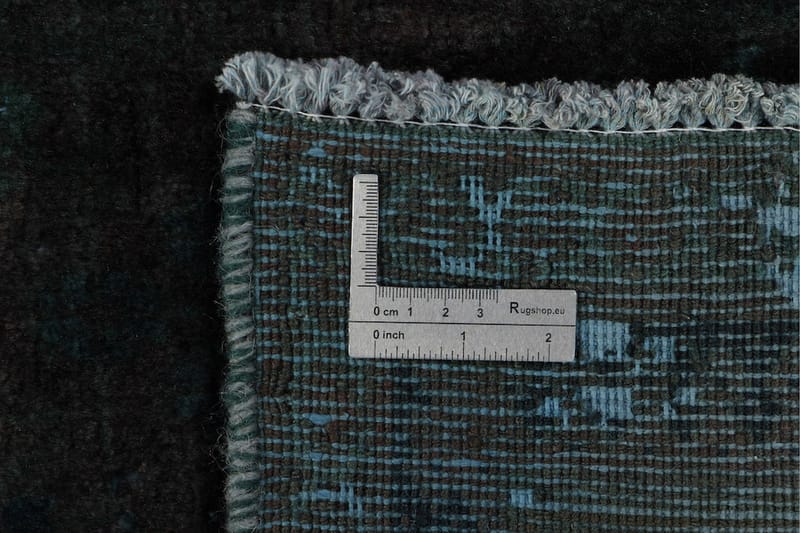 Handknuten Vintage Matta Ull Mörkgrön/Blå 190x267cm - Ullmatta - Handvävda mattor