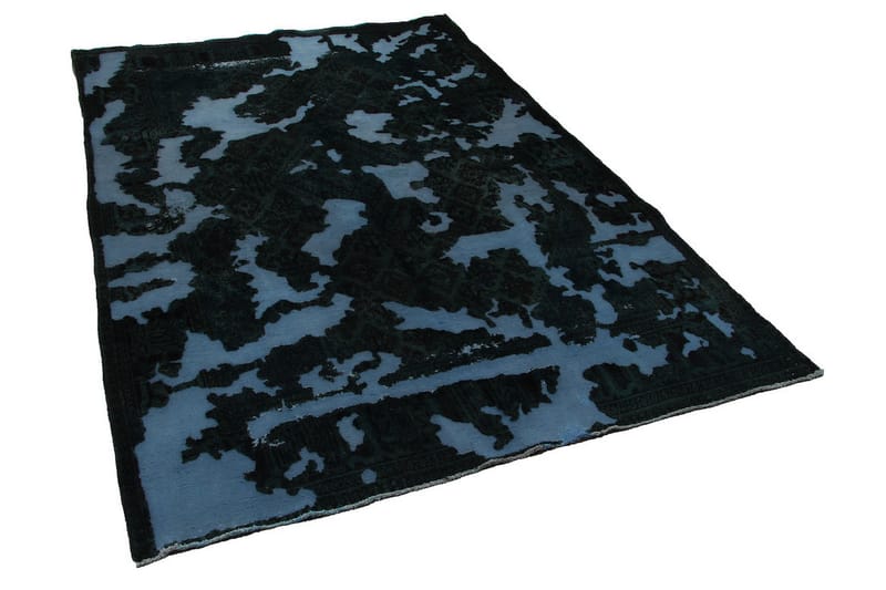 Handknuten Vintage Matta Ull Mörkgrön/Blå 209x308cm - Ullmatta - Handvävda mattor