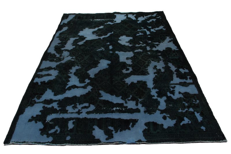 Handknuten Vintage Matta Ull Mörkgrön/Blå 209x308cm - Ullmatta - Handvävda mattor