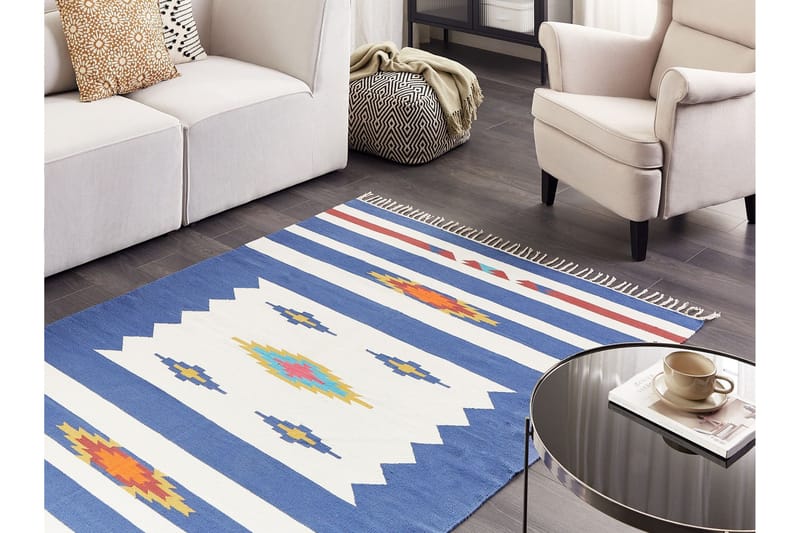 Varser Bomullsmatta 140x200 cm - Blå - Textil & mattor - Mattor - Modern matta - Bomullsmatta