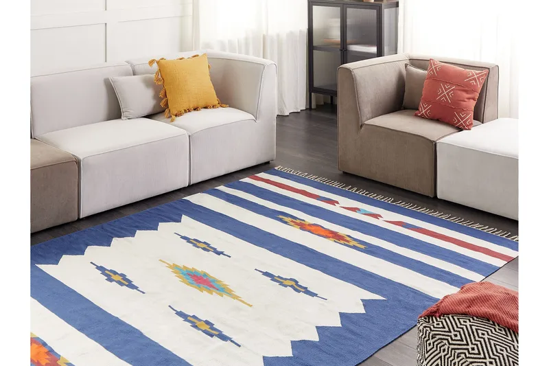 Varser Bomullsmatta 200x300 cm - Blå - Textil & mattor - Mattor - Modern matta - Bomullsmatta