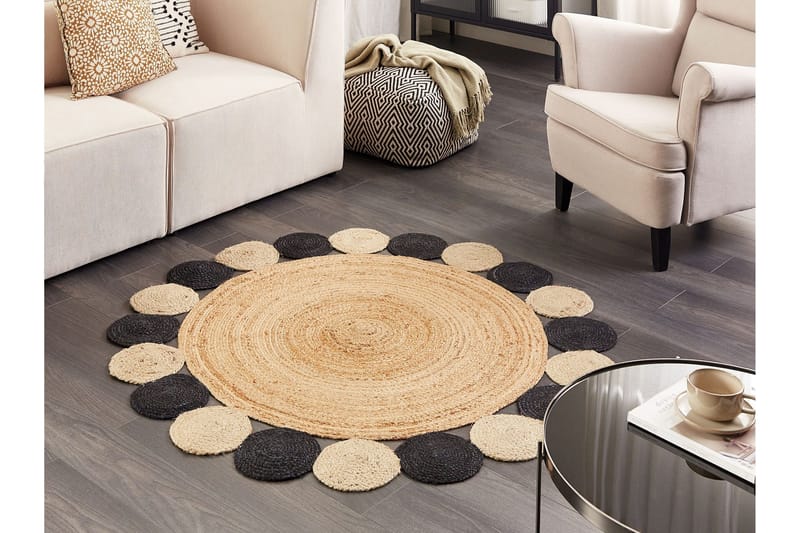 Vostan Jutematta 140 cm Rund - Svart - Textil & mattor - Mattor - Modern matta - Sisalmattor