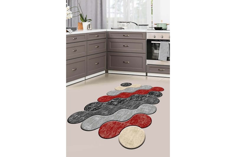 Nodoka Wiltonmatta 60x100 cm Rektangulär, Röd/Grå