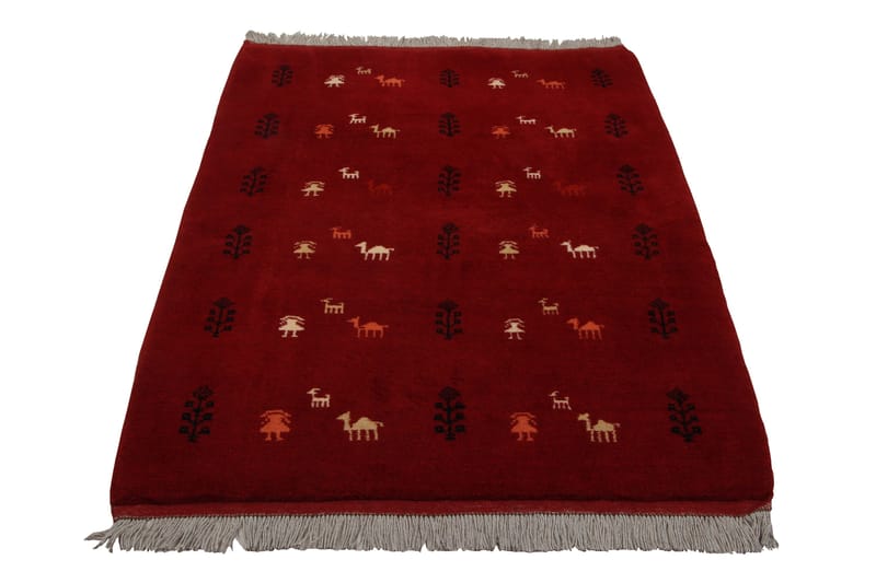 Handknuten Exklusiv Persisk Matta 108x145 cm Gabbeh - Röd - Orientaliska mattor - Persisk matta
