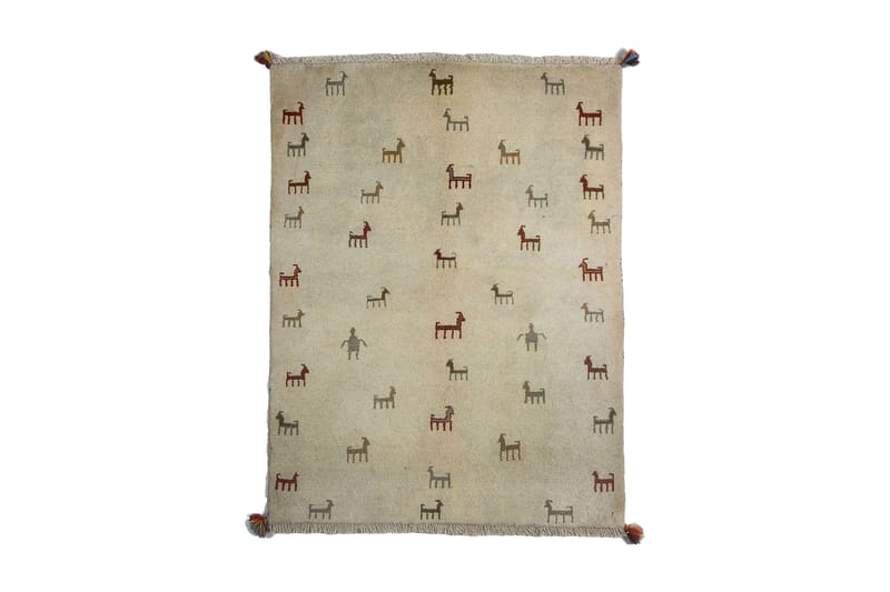 Handknuten Gabbeh Shiraz Ull Beige 103x138cm - Textil & mattor - Mattor - Orientaliska mattor