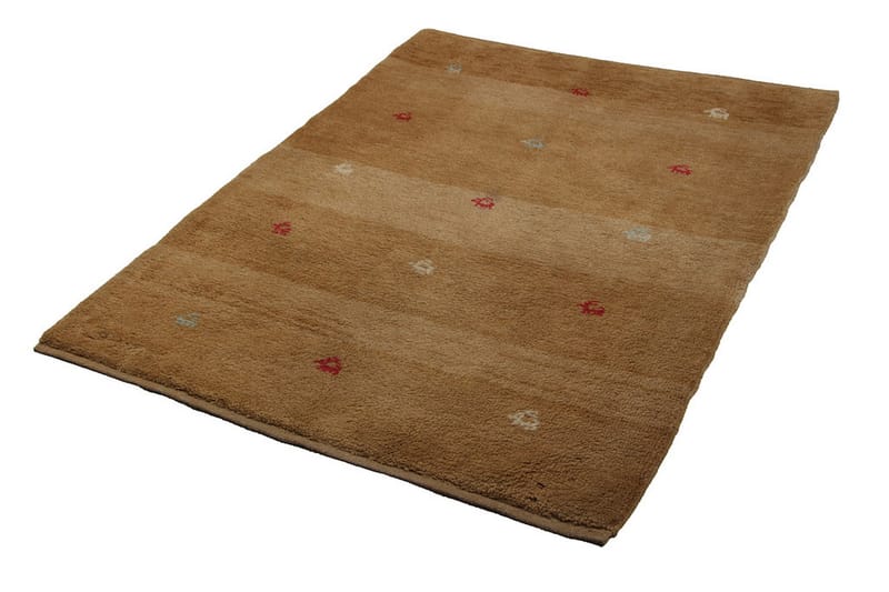 Handknuten Gabbeh Shiraz Ull Beige 106x137cm - Handvävda mattor - Orientaliska mattor - Persisk matta