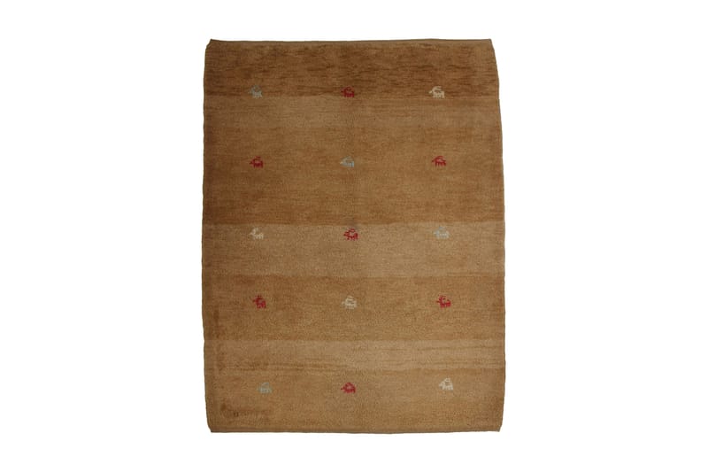 Handknuten Gabbeh Shiraz Ull Beige 106x137cm - Handvävda mattor - Orientaliska mattor - Persisk matta