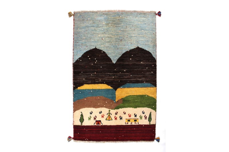 Handknuten Gabbeh Shiraz Ull Blå/Brun 93x148cm - Handvävda mattor - Orientaliska mattor - Persisk matta