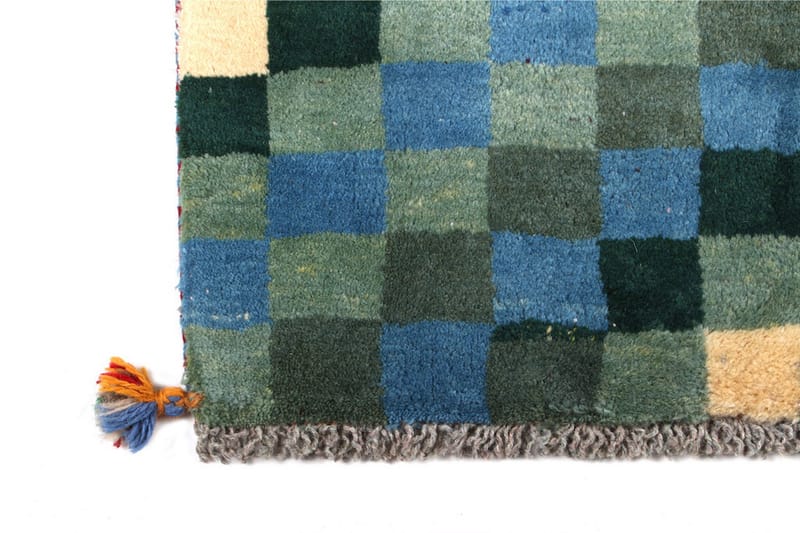 Handknuten Gabbeh Shiraz Ull Blå/Grön 68x121cm - Handvävda mattor - Orientaliska mattor - Persisk matta