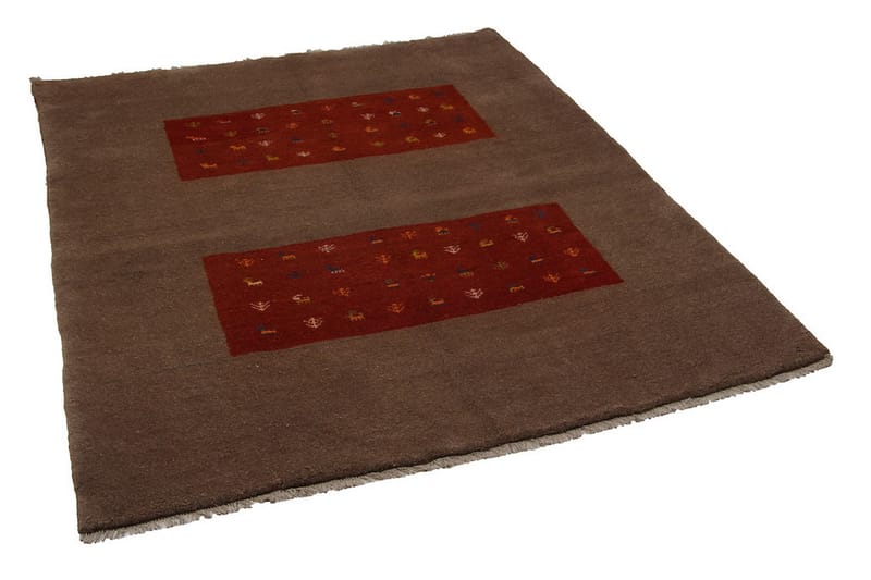 Handknuten Gabbeh Shiraz Ull Brun/Röd 185x233cm - Handvävda mattor - Orientaliska mattor - Persisk matta