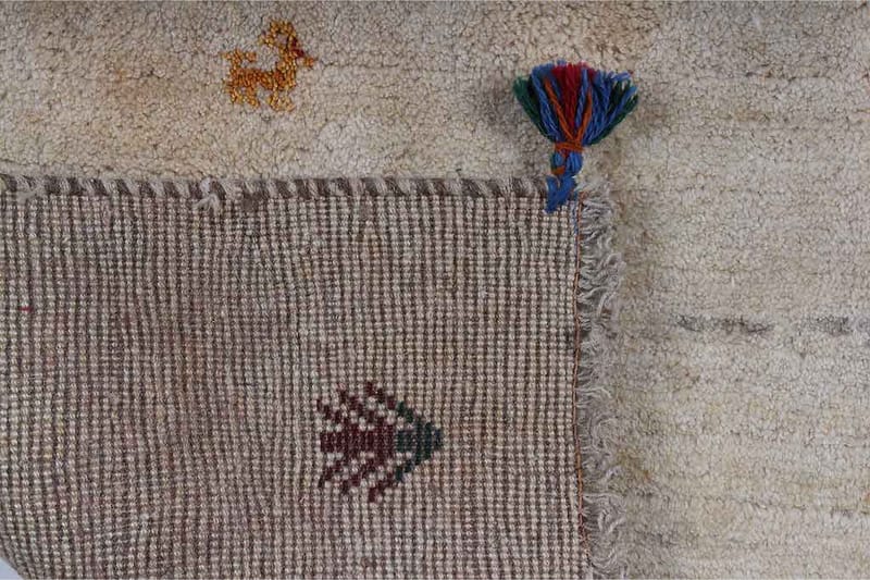 Handknuten Gabbeh Shiraz Ull Creme/Grå 66x122cm - Handvävda mattor - Orientaliska mattor - Persisk matta