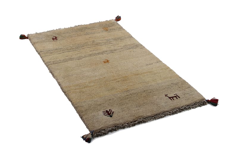 Handknuten Gabbeh Shiraz Ull Creme/Grå 66x122cm - Handvävda mattor - Orientaliska mattor - Persisk matta