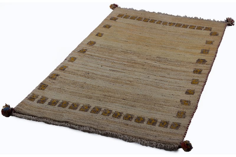 Handknuten Gabbeh Shiraz Ull Creme/Grå 81x133cm - Handvävda mattor - Orientaliska mattor - Persisk matta