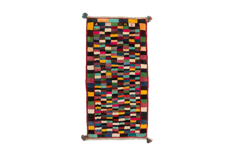 Handknuten Gabbeh Shiraz Ull Creme/Röd 64x126cm - Orientaliska mattor - Handvävda mattor - Persisk matta