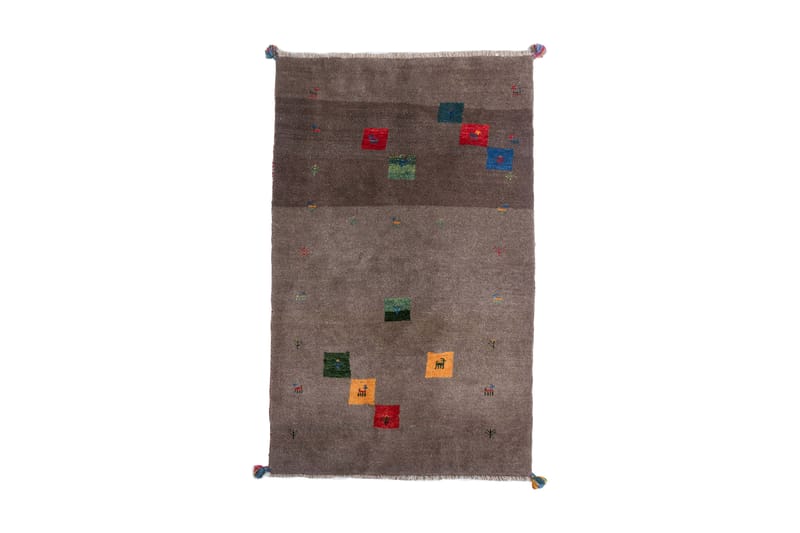 Handknuten Gabbeh Shiraz Ull Gr�å 105x167cm - Handvävda mattor - Orientaliska mattor - Persisk matta