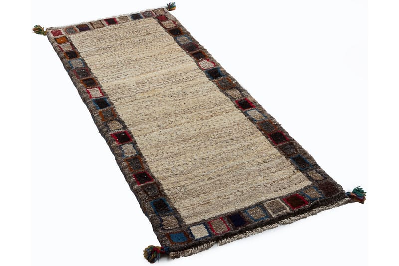 Handknuten Gabbeh Shiraz Ull Grå/Creme 58x140cm - Handvävda mattor - Orientaliska mattor - Persisk matta