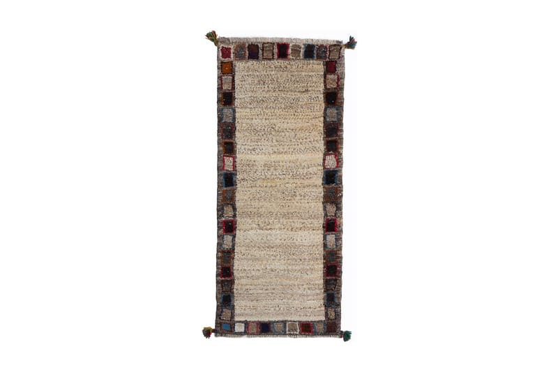 Handknuten Gabbeh Shiraz Ull Grå/Creme 58x140cm - Handvävda mattor - Orientaliska mattor - Persisk matta