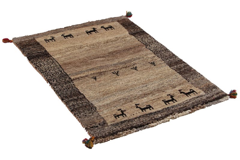 Handknuten Gabbeh Shiraz Ull Grå/Creme 81x115cm - Handvävda mattor - Orientaliska mattor - Persisk matta