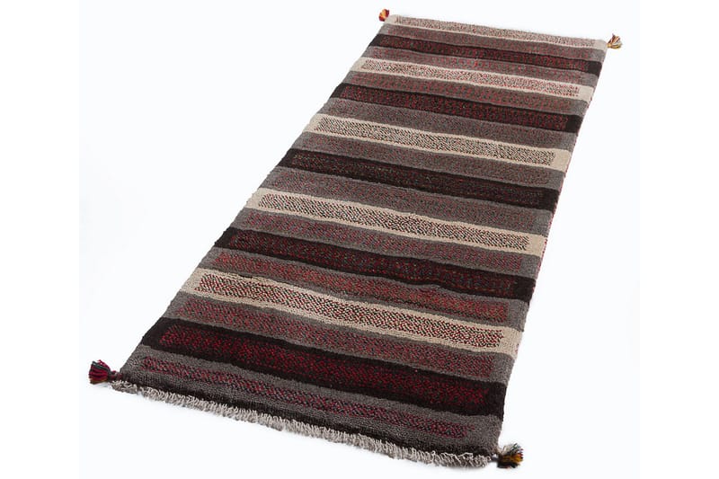 Handknuten Gabbeh Shiraz Ull Grå/Creme 88x178cm - Handvävda mattor - Orientaliska mattor - Persisk matta