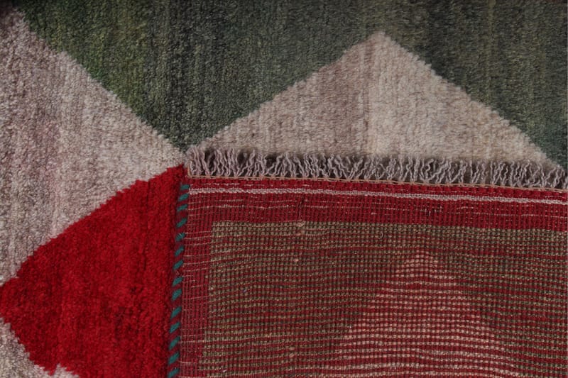 Handknuten Gabbeh Shiraz Ull Grå/Röd 102x193cm - Handvävda mattor - Orientaliska mattor - Persisk matta